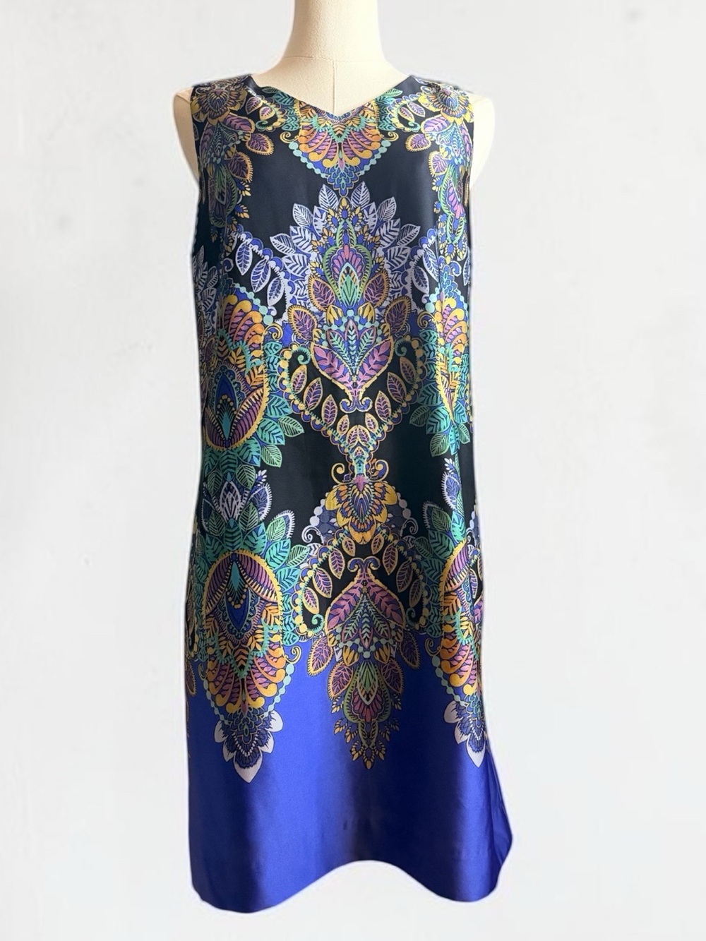 The Limited Petite Shift Dress Blue Paisley Print Size S